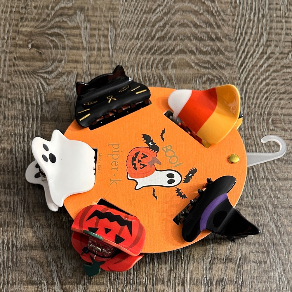 Piper IK Halloween Hair Clip Set - Black, White, Orange